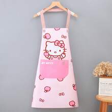 1pc Sanrio Pink Hello Kitty Design Apron, Durable Polyester Full Coverage Kitchen Apron, Suitable For Baking And Cooking, Fashionable Home Use, Perfect Couple Gift, Baking Apron | Fashion Apron | Adjustable Apron - Multicolor - View 2