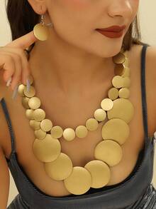 European American African Exaggerated Bohemian Multi-Layer Colorful Wooden Bead Necklace - Gold - View 1
