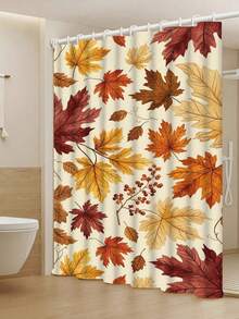 1/4pcs Autumn Harvest Maple Leaf Shower Curtain Set, With 12 Hooks, Waterproof Polyester Bathroom Curtain, Privacy, Thickened, Durable Quick-Dry, 180*180cm Size, Thanksgiving Autumn Harvest Bathroom Decor - A - View 9