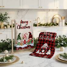 2/4/48pcs Kitchen Dish Towels, Christmas Theme Elf Cleaning Cloths, Creative Plaid Christmas Tree Snowflake Decor, Absorbent Quick-Dry Kitchen Dish Cleaning Cloths, Holiday Atmosphere Decorative Fabric, Multi-Purpose, High Absorbency Kitchen Cleaning Towels - Multicolor - View 6