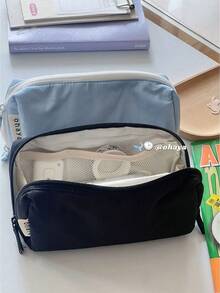 2 Buah Kotak Pensil Warna Polos, Kotak Pensil Minimalis Hitam Tahan Kotor, Tas Penyimpanan Alat Tulis Siswa Kapasitas Besar, Kembali ke Sekolah - A - View 8