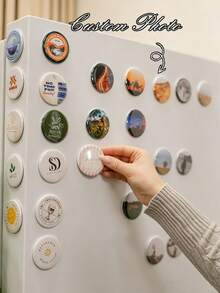Personalized Round Button Magnets, Personalized Fridge And Locker Magnets, 2.25 Inch Round Photo Magnets, Suitable For Office And Kitchen, Locker. Perfect As Gifts For Family And Friends, Weddings, Christmas, Valentine's Day. - Multicolor - View 3