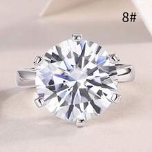 1件 1ct-5ct D色莫桑石 925純銀訂婚戒指，求婚婚禮情人節生日禮物，新娘珠寶 - 銀色 - 查看 50