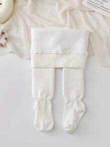 1pc Kids Thin Fleece Lined Tights, Autumn/Winter Leggings With Gusset - Multicolor - View 7