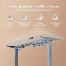 Devoko Electric Height-Adjustable Desk Frame, Dual-Motor Desk Frame, 72-120 Cm Height, 100 Kg Load Capacity, 25 Mm/S Lifting Speed, Compatible With Table Tops 110-200 Cm - 查看 3
