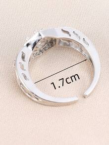 1pc Luxury Vintage Wide Hexagon Carved Elegant Ring, Double Layer Hexagonal Sides 3D Hollow Floral Adjustable Ring, Elegant Women's Party Wedding Daily Outfit Atmosphere Vintage Ring - ring - View 5