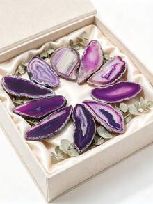 1/5/10 Pcs Irregular Agate Slices Natural Stone Slabs Rough Edge Healing Crystal Slice For DIY Pendant, Cup Coaster Home Decor Reiki Meditation Crafts - Purple - View 3