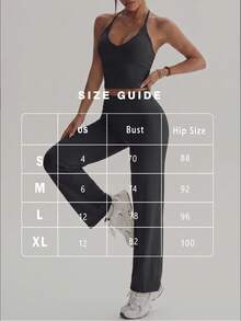 FWH Yoga Pilates Halter Neck Sports Set Top, Elastic Fabric Slimming Zero Restriction, Running And Other Multiple Scenarios. Black - Black - View 4
