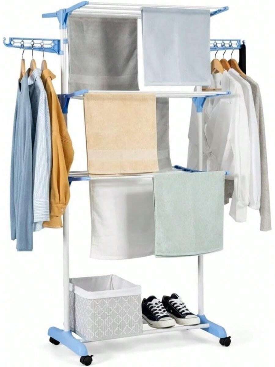 2026-NEW:Plegable Portatil para Ropa Retractil y Compacto Rack Blanco para Interior o Exterior - Blanco - Ver 1