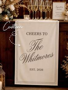 Custom Unique Eternal Wedding Welcome Sign, Fabric Bar Menu Banner, Personalized Name & Date, Romantic Ceremony Gift, Signature Drinks - Multicolor - View 5