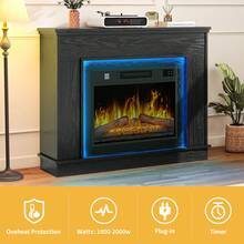 BALCONERA 39 Inch Freestanding Electric Fireplace With Realistic LED Flame Effect, Plug & Play No Installation Needed, Portable Fire For Living Room/Bedroom - UK Plug(220-240V) - View 7