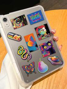 50pcs/Pack Cool Colorful Acid Design Aesthetic Art Stickers, Decorative Decals For Luggage Notebook Scrapbook Stationery Laptop Guitar Phone Decals - Multicolor - View 10