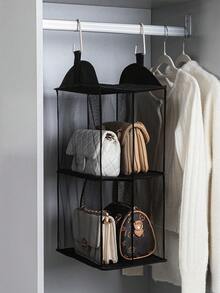 1pc Detachable Hanging Handbag Storage Bag, Transparent Bag Organizer, Space-Saving Closet Storage System, Suitable For Living Room, Bedroom, College Essentials, Christmas Decor, Back To School, Bedroom Decor - Black - View 7