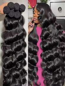 20 22 24 26 Inch Body Wave 12A Human Hair Bundles Unprocessed Brazilian Virgin Hair 4 Bundles Human Hair Extensions Quick Weave Natural Black - Natural Black - View 2
