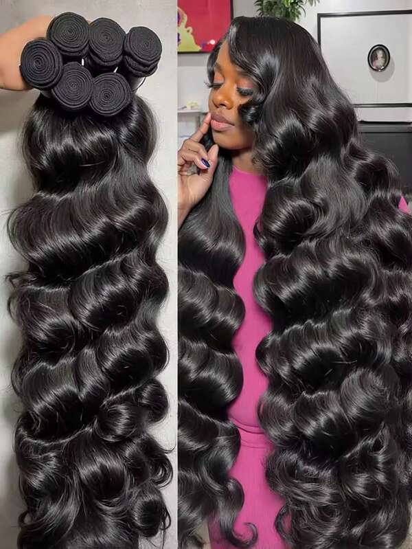 20 22 24 26 Inch Body Wave 12A Human Hair Bundles Unprocessed Brazilian Virgin Hair 4 Bundles Human Hair Extensions Quick Weave Natural Black