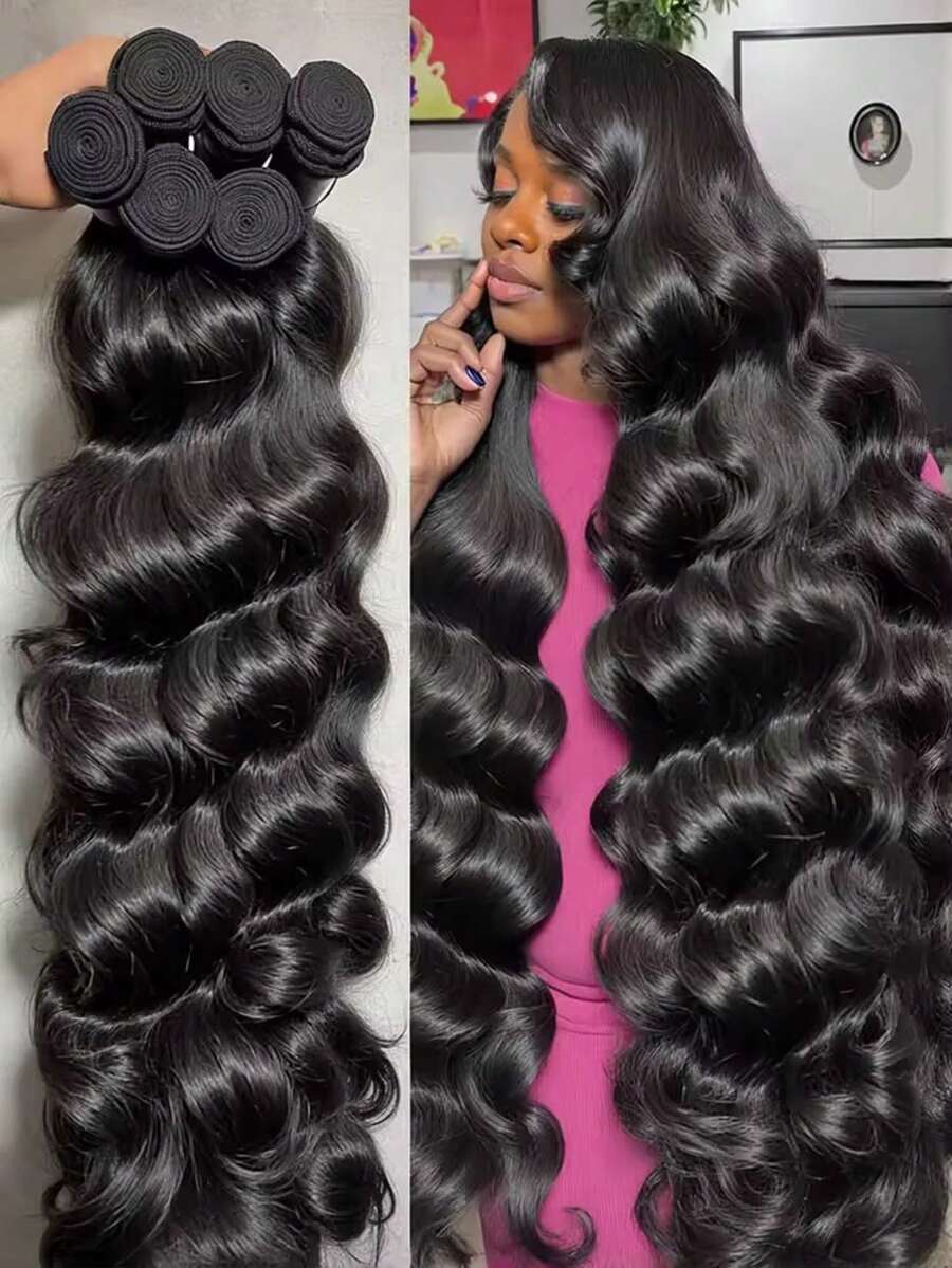 20 22 24 26 Inch Body Wave 12A Human Hair Bundles Unprocessed Brazilian Virgin Hair 4 Bundles Human Hair Extensions Quick Weave Natural Black