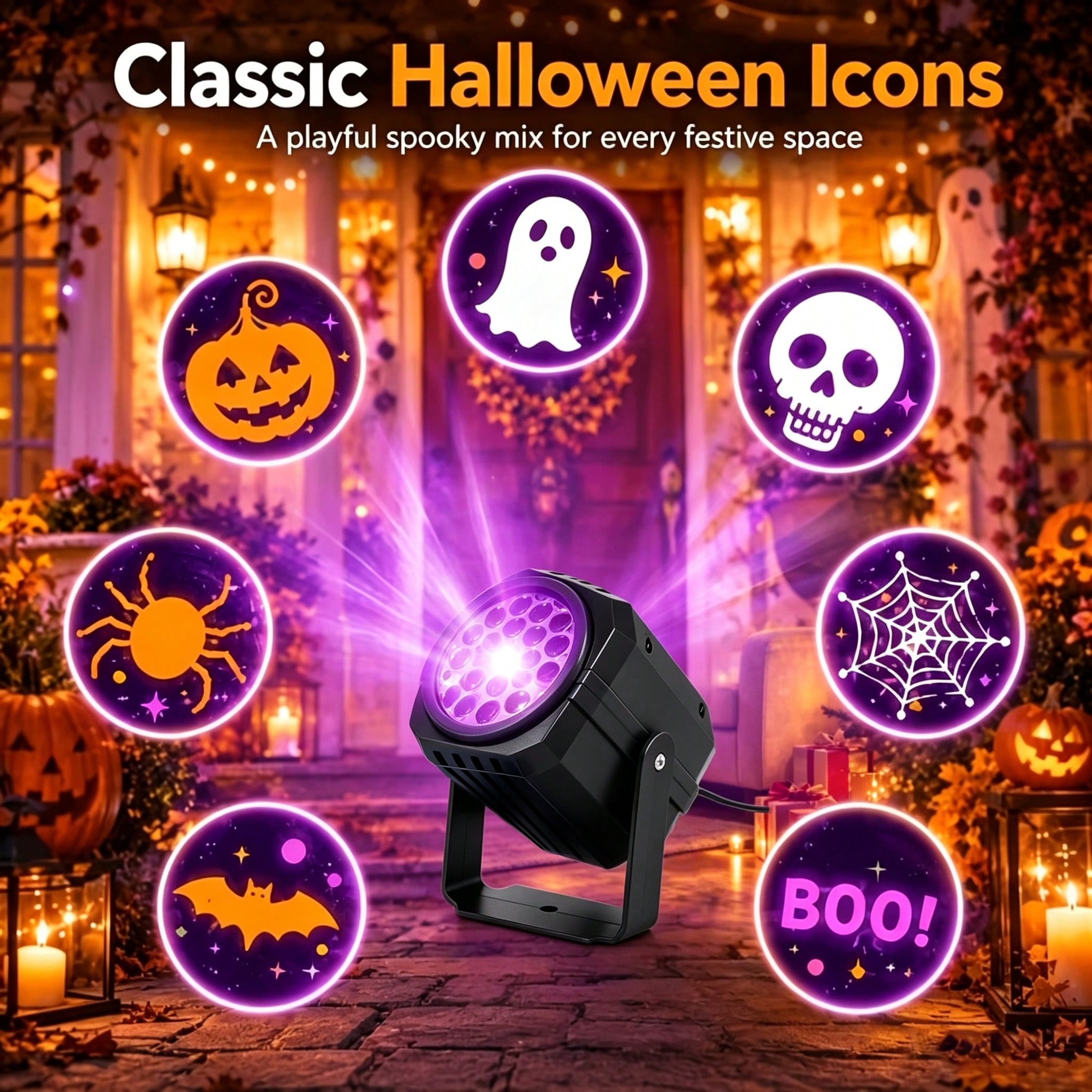 1 PC Halloween Projector Lights Indoor, Led Lights Projector For Halloween Decorations, Holiday Projector For Halloween Party,Newly Upgraded Halloween Indoor For Home,Gift (Black), This Used In Clubs, Banquets, Family Gatherings Easy Installation