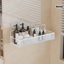 4pcs Bathroom Storage Rack Accessories - Hook Accessories, No-Drill Large Capacity Metal Rack, Kitchen Spice Rack, Suitable For Kitchen, Bathroom, Vanity, Multi-Function Hooks - Multicolor - View 1