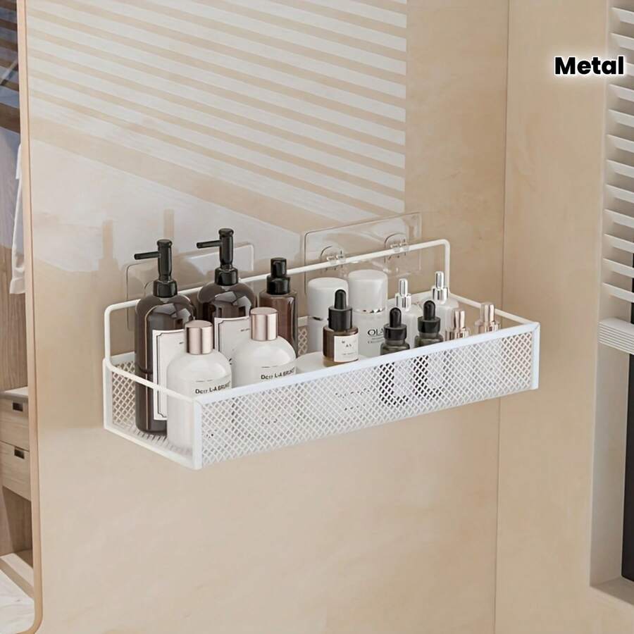 4pcs Bathroom Storage Rack Accessories - Hook Accessories, No-Drill Large Capacity Metal Rack, Kitchen Spice Rack, Suitable For Kitchen, Bathroom, Vanity, Multi-Function Hooks - Multicolor - View 1