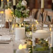 1 Set Of 3 Sizes Flameless Candles | Realistic Flickering LED Flame | Perfect For Home Decor, Weddings, Parties, Holiday Ambiance | Indoor Use | Long-Lasting Brightness | Easy To Operate | Elegant White Wax Appearance | Smokeless, Perfect For Bedroom, Living Room, Dining Table Decoration - 3-piece Candle Set - View 7