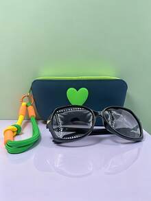 1 Peça Bolsa de Armazenamento de Óculos em Formato de Coração de Silicone com Corda Trançada à Mão, Cor Aleatória, Bolsa de Óculos Fashionável de Cor Fresca - Multicolorido - Visão 9