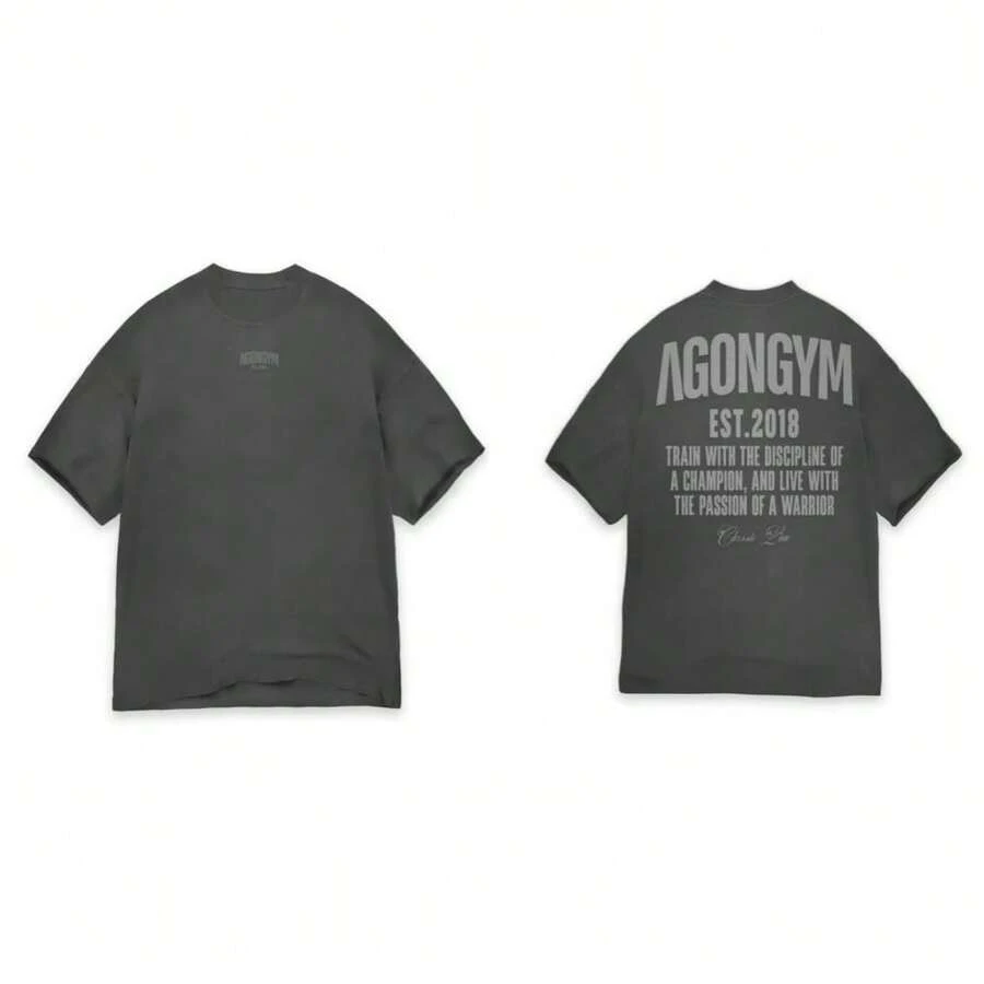 T-shirt girocollo da uomo estiva 2026, vestibilità ampia, con stampa a lettere, adatta per fitness e tempo libero, 100% cotone morbido, maniche corte. - 7 - Visualizzare 1
