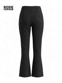 Pantalones acampanados de cintura alta y ajuste ceñido para mujer ROSIE POPHUB, pantalones de vestir formales con cremallera invisible lateral y tela elástica, pantalones casuales de negocios para oficina y desplazamientos - Negro - Ver 10