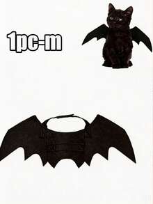 1pc Black Soft Felt Bat Wings Pet Costume, Adjustable Hook And Loop Strap, Cute Halloween Cat Bat Wings Cosplay Harness Set Accessory, Suitable For Small Dogs And Cats, Party Dress Up Photo Prop, Autumn Style - Multicolor - View 13