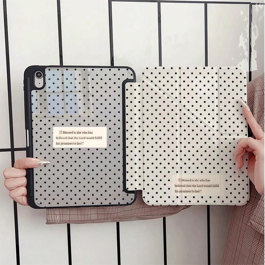 黑白波點祝福聖經金句保護平板保護殼，附筆槽，相容 iPad 10代 Smart Case/11(A16 2025)/相容 Galaxy S9/S7/S10+/相容 /相容