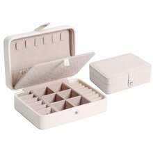 1件裝 16*11*5cm 皮革多功能雙層珠寶收納盒 - 白色 - 查看 8
