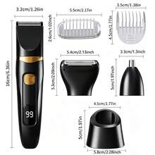 3合1電動刮鬍刀 理髮器 胡鬚修剪器 鼻毛修剪器,USB充電與LCD螢幕 電量指示燈,適合送給男士或女士的完美禮物 - 彩色 - 查看 13