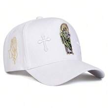 1 pieza Gorra de camionero con bordado de la cruz de para hombres, gorra de moda urbana de 5 paneles, sombrero casual con protección solar para primavera, otoño, viajes, playa, verano, vacaciones, festivales - Multicolor - Ver 3
