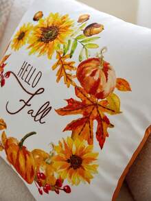 1件感恩節花環南瓜刺繡枕套,Hello Fall 感恩節枕套,適合室內裝飾,感恩節裝飾,四季通用枕套,不含枕芯 - 彩色 - 查看 5