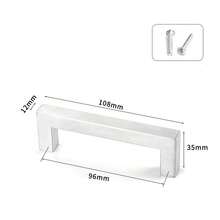 1pc Silver Stainless Steel Cabinet Handle Square Furniture Hardware Kitchen Cabinet Wardrobe Door Drawer Pull - Multicolor - View 16