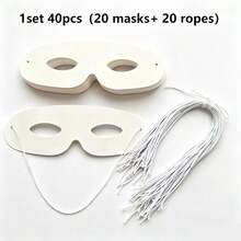 20 cái/40 cái/80 cái mặt nạ giấy trắng có dây thun - mặt nạ hóa trang DIY để trống, mặt nạ bìa cứng trắng vẽ tay, tự tạo mặt nạ, tô màu cho tiệc, đế trắng để tô màu làm đạo cụ biểu diễn, phù hợp cho Halloween, tiệc hóa trang và sự kiện lễ hội - Xem 11
