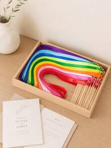 10pcs/20pcs Tongkat Pita Gagang Kayu, Tongkat Kayu 30cm, Pita Satin 60cm, Dengan Lonceng Emas, Tersedia Berbagai Warna Pita; Pita Berkibar dan Lonceng Berbunyi Saat Dikibaskan, Cocok Untuk Penyambutan Pernikahan, Pesta Ulang Tahun, Perayaan Ulang Tahun Pertama, Upacara di Halaman Rumput, Properti Foto - Beraneka warna - View 6