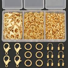 200pcs DIY Jewelry Parts Set Including Closed Jump Rings, U-Shaped Clasps, Lobster Clasps, Suitable For Handmade Weaving DIY Jewelry, Necklaces, Bracelets, Bag Charms, U-Shaped Positioning Line Tubes, Pendant Chain End Clasps, DIY Jewelry Making Materials - Lobster Claw Clasp & Jump Ring & U-shaped Clasp - View 9