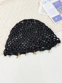 1pc Women's Bohemian Hollow Handmade Hat Band With Starfish & Shell Pendant, Vintage Crochet Knit Hat, Vacation Decorative Accessory For Photos, Suitable For Daily & Vacation Wear - Small Sequin Pendant - View 13