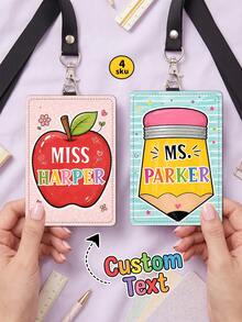 1 cái bao đựng thẻ tên giáo viên tùy chỉnh kèm dây đeo, bao đựng thẻ ID cá nhân hóa, quà tặng tri ân giáo viên, thẻ tên nhân viên giáo viên, quay lại trường học - Nhiều màu - Xem 2