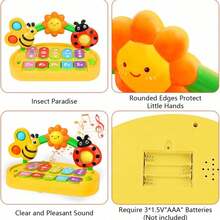 Cartoon Insect Music Piano Toy With 4 Playing Modes, Bee & Ladybug Decor Sensory Play Keyboard, Light Melody Interactive Musical Handheld Toy, Parent-Child Desktop Entertainment Holiday Gift - Multicolor - View 11