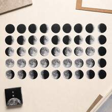 45pcs/Box Calendar Moon Phase Decorative Stickers For Laptop, Planner, Scrapbook, Cup, Diary, Notebook, Photo Album, Phone Case - Moon - View 10