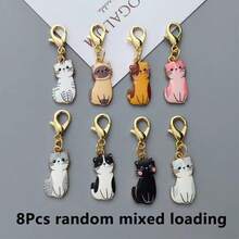 4/8/12 piezas Llavero colgante con tema de gato lindo, regalo para amantes de gatos; llavero creativo, llavero decorativo, llavero neutro - llavero - Ver 9