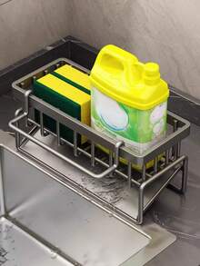 1pc Stainless Steel Kitchen Sink Caddy, Sponge Holder & Dish Soap Organizer With Towel Bar, Drip Tray, Drain Rack, Brush Holder For Countertop, Dishcloth, Scrubber, Soap, Bottle, Small Kitchen Sink Storage - Multiple Styles and Colors - View 15