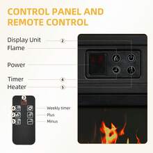 BALCONERA 39 Inch Freestanding Electric Fireplace With Realistic LED Flame Effect, Plug & Play No Installation Needed, Portable Fire For Living Room/Bedroom - UK Plug(220-240V) - View 8