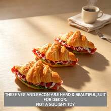 2pcs Set, 1pc Realistic Sandwich Bread, European Style Soda Bacon Croissant Bread, Food Toy, Window Display Model Decoration, Photography Stage Prop - Bacon Croissant - View 5