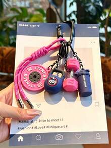[Original Handmade] Mini Water Bottle Keychain, Woven Rope Keychain/Wrist Accessory, 3D Earphone Accessory, Car Key Anti-Loss Chain, Exquisite Girls Earphone Decoration - Multicolor - View 11