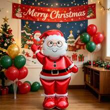 1/2pcs 154.94cm Standing Santa Claus Foil Balloon 3D Decoration Christmas Atmosphere Decor Large Balloon Holiday Atmosphere Decoration Indoor Outdoor Setup - Waving Santa Claus - View 8