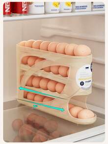 [Rolling Egg Rack]Rolling Egg Rack - Space-Saving Side Door Design, Durable Plastic Material, Smooth Glossy Finish, Convenient Handle | Modern Kitchen Accessory | Suitable For Kitchen And Refrigerator Storage - Multicolor - View 5