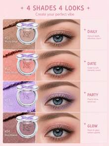 ROCK SWEET Solid Color Multi-Function Eyeshadow, Long-Lasting Film-Forming, Natural Color Payoff, Glossy Finish - 04#Red Brown - View 5