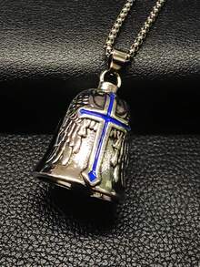AD Angel Stainless Steel Exorcism Bell, Vintage Punk Riding Decoration Bell, Light Gray Universal Modification Accessory, Suitable For Motorcycles, Bicycles, Blue Cross - Blue Rubber Cross - View 9